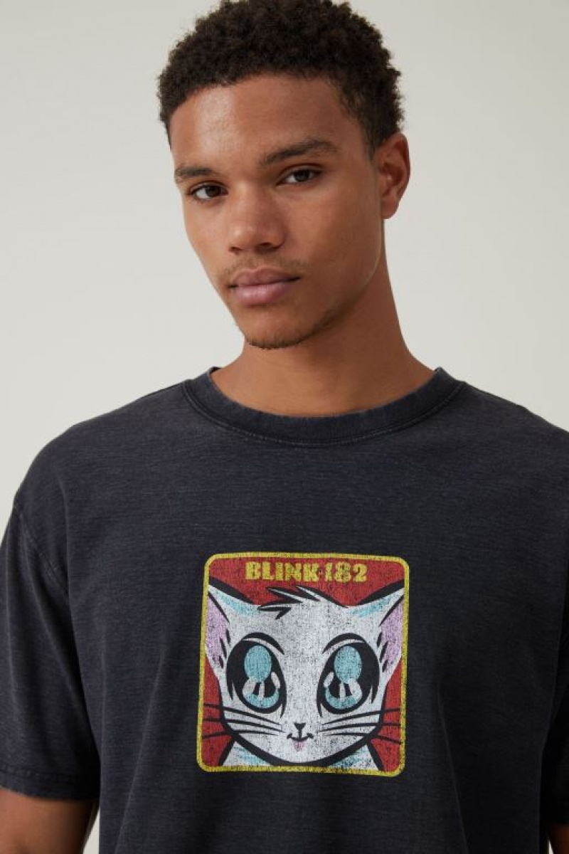 Cotton On Blink 182 Loose Fit Men's Graphic T-Shirts Black | ZnD2Hi8fY7C