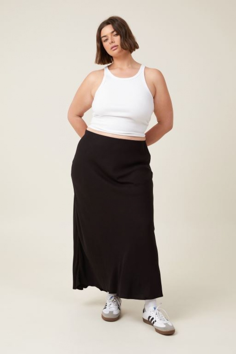 Cotton On Bloom Maxi Slip Women's Skirt Black | oFRjL52Dc4a
