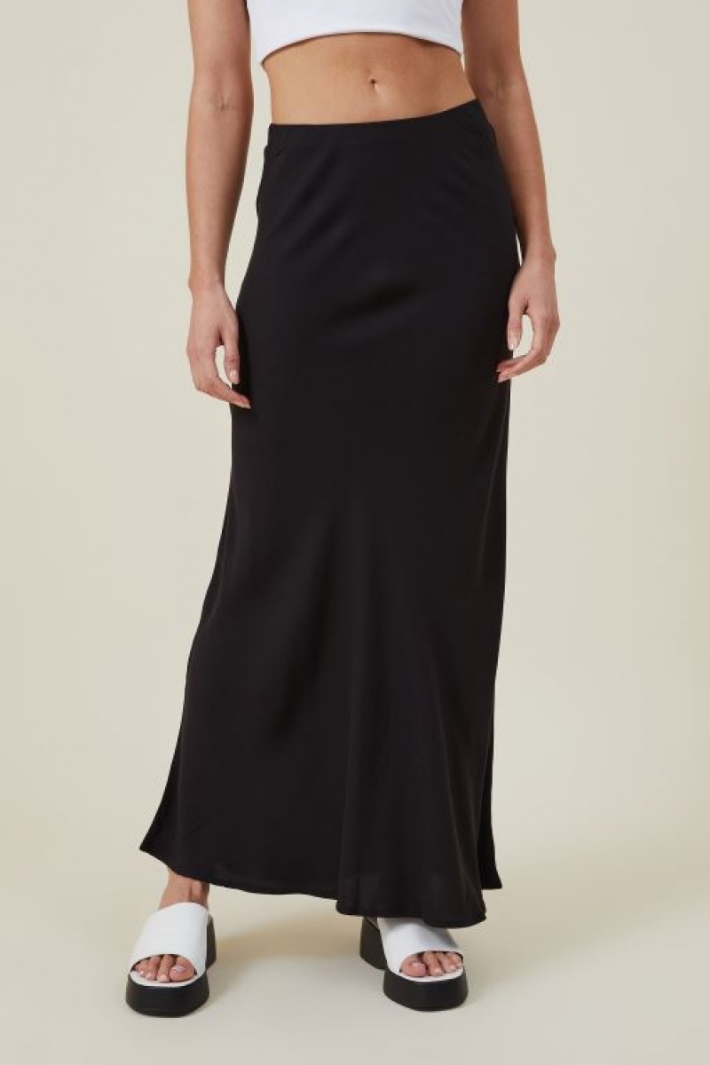 Cotton On Bloom Maxi Slip Women's Skirt Black | oFRjL52Dc4a