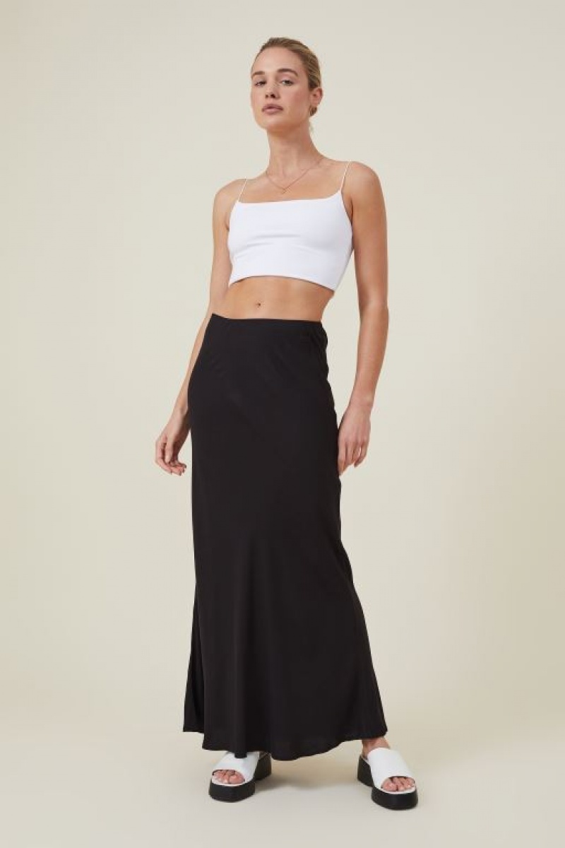 Cotton On Bloom Maxi Slip Women\'s Skirt Black | oFRjL52Dc4a