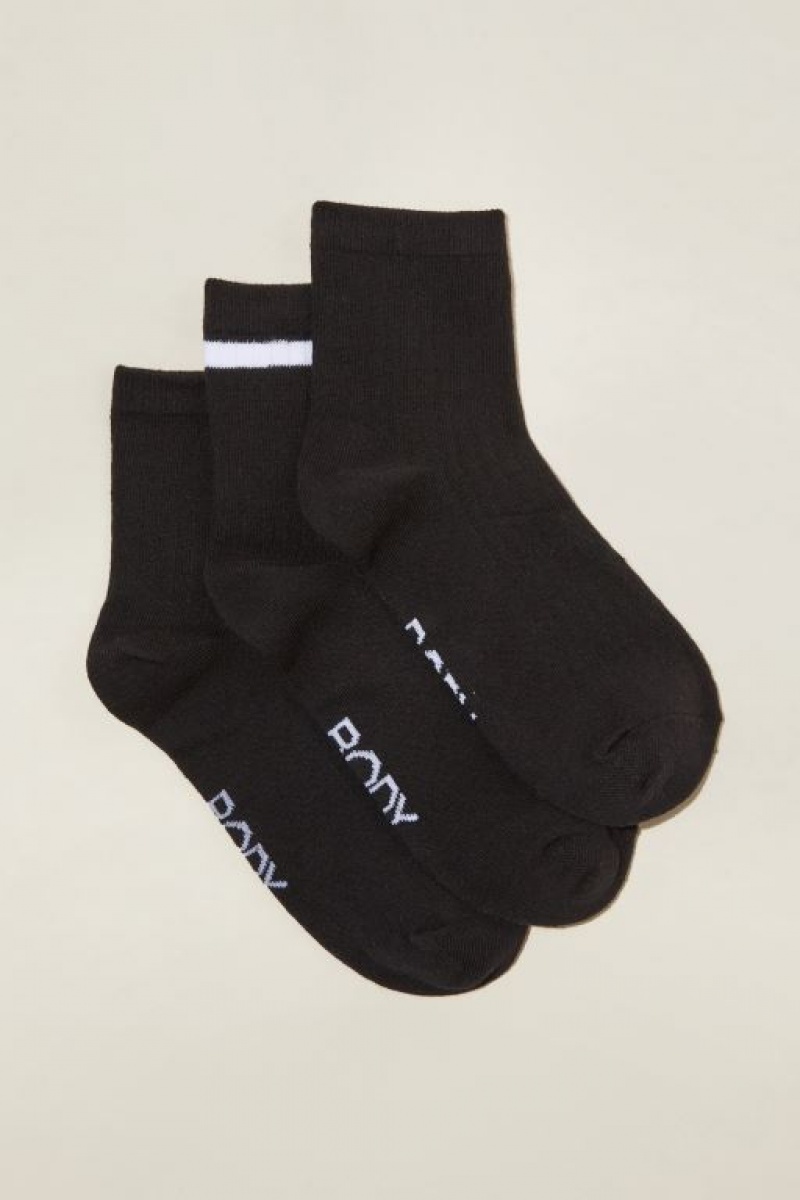 Cotton On Body 3Pk Mid Crew Socks Women\'s Socks Black | aMpNP0OvtSn