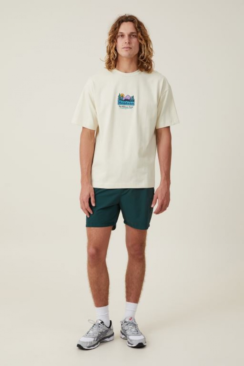 Cotton On Box Fit Men's Graphic T-Shirts Ecru | eHSrrmo8QZA