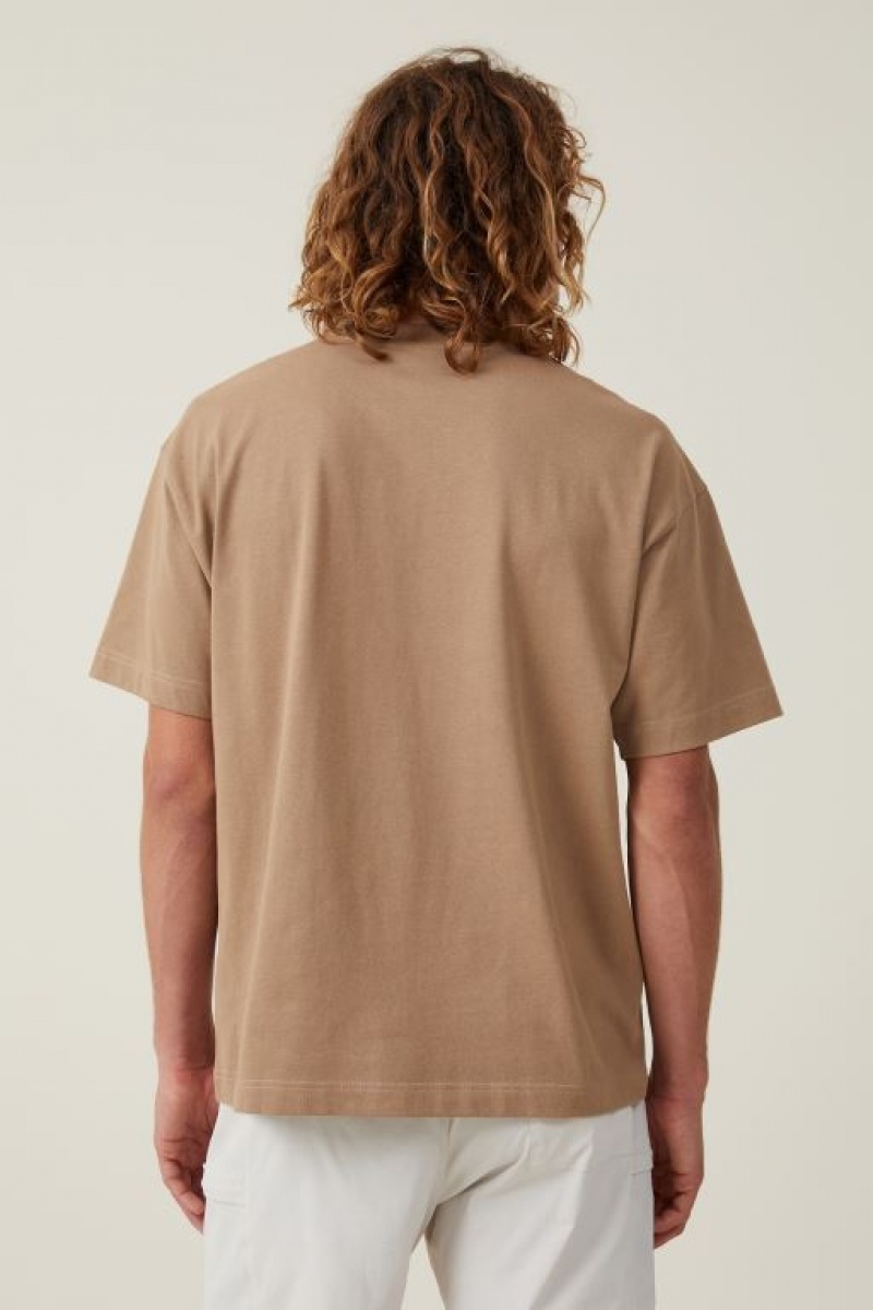Cotton On Box Fit Men's Graphic T-Shirts Grey Brown | fYytRgaC5cn