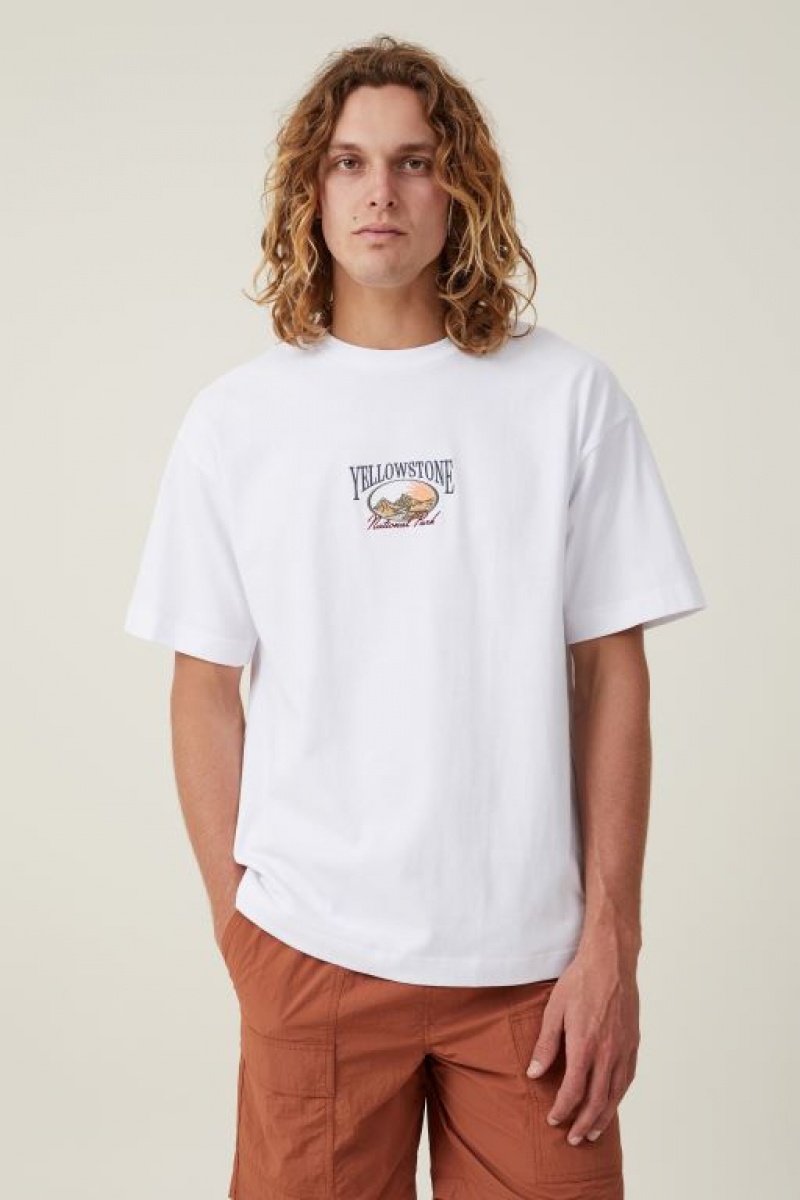 Cotton On Box Fit Men\'s Graphic T-Shirts White | evC4GFtK4h6