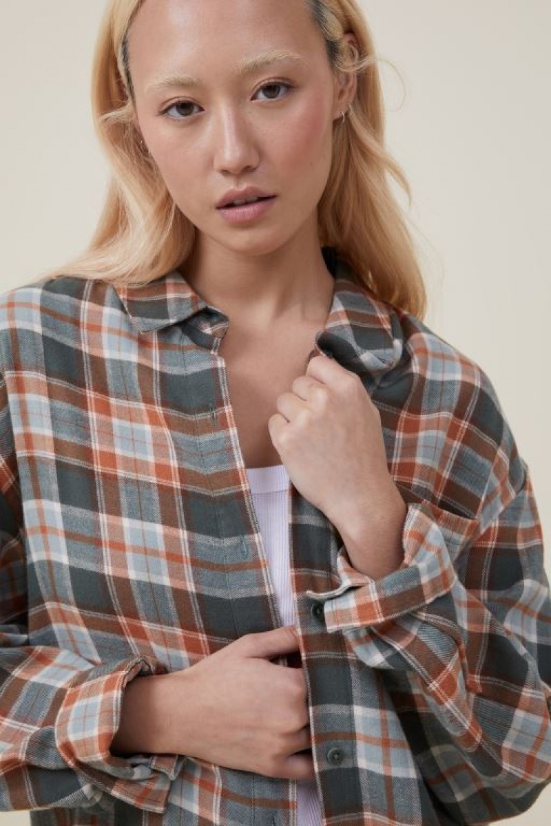 Cotton On Boyfriend Flannel Women's Shirts Linda | iFnckjRg46q