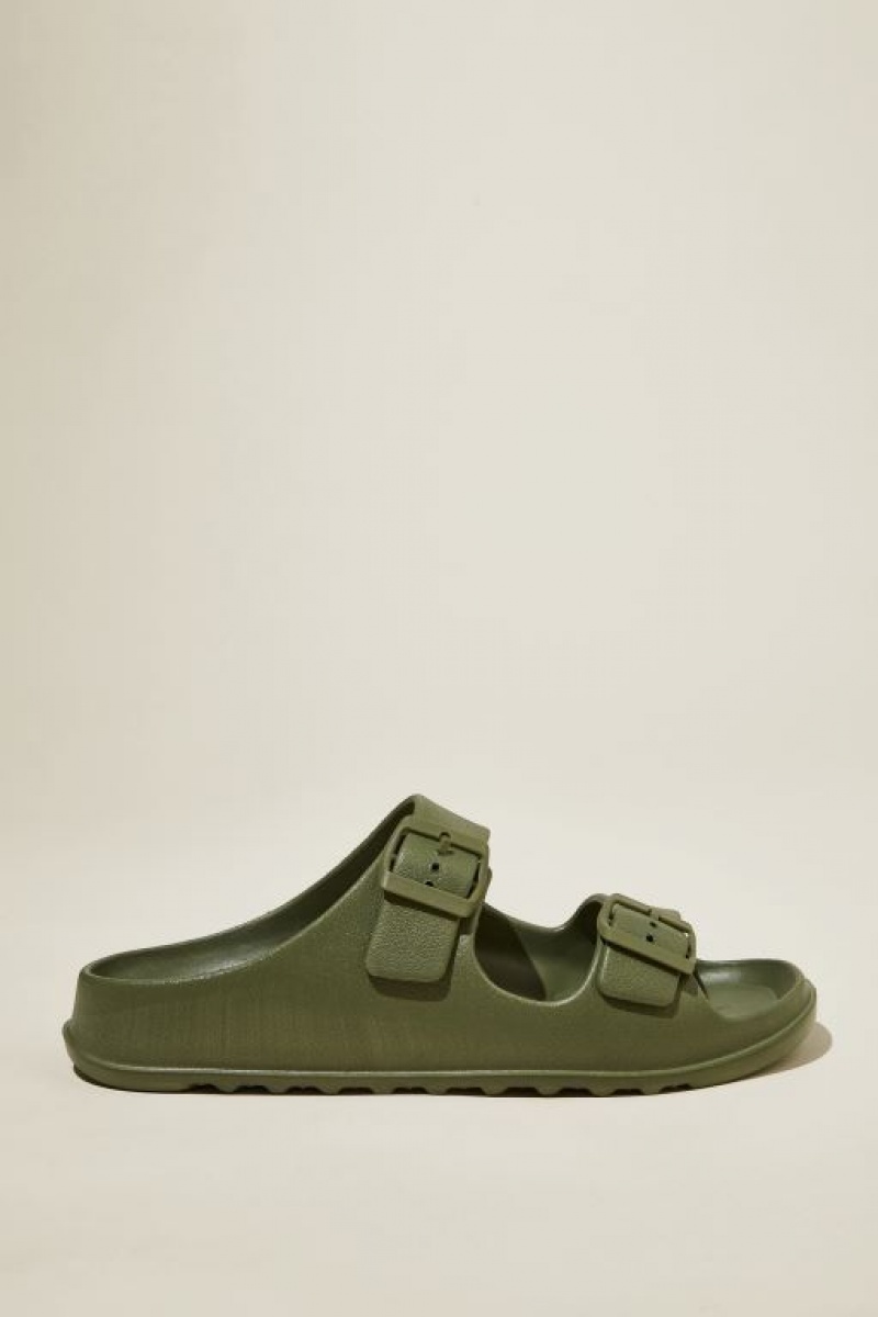 Cotton On Bronte Double Buckle Slide Women\'s Sandals Dark Olive | UMD7IKaC9aD
