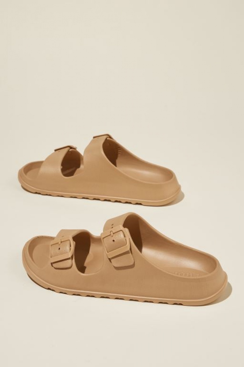 Cotton On Bronte Double Buckle Slide Women's Sandals Brown | cpgbviYPwLE