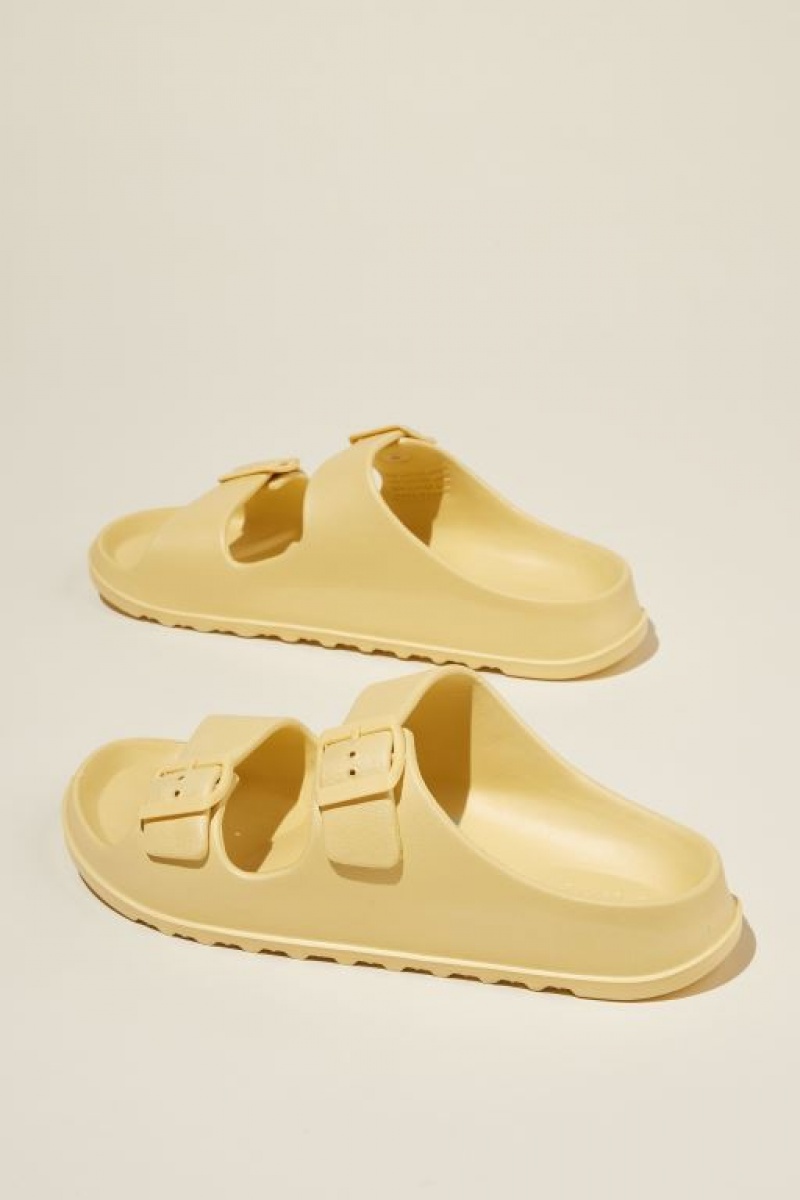 Cotton On Bronte Double Buckle Slide Women's Sandals Buttercup | ZVlOsrErgWl