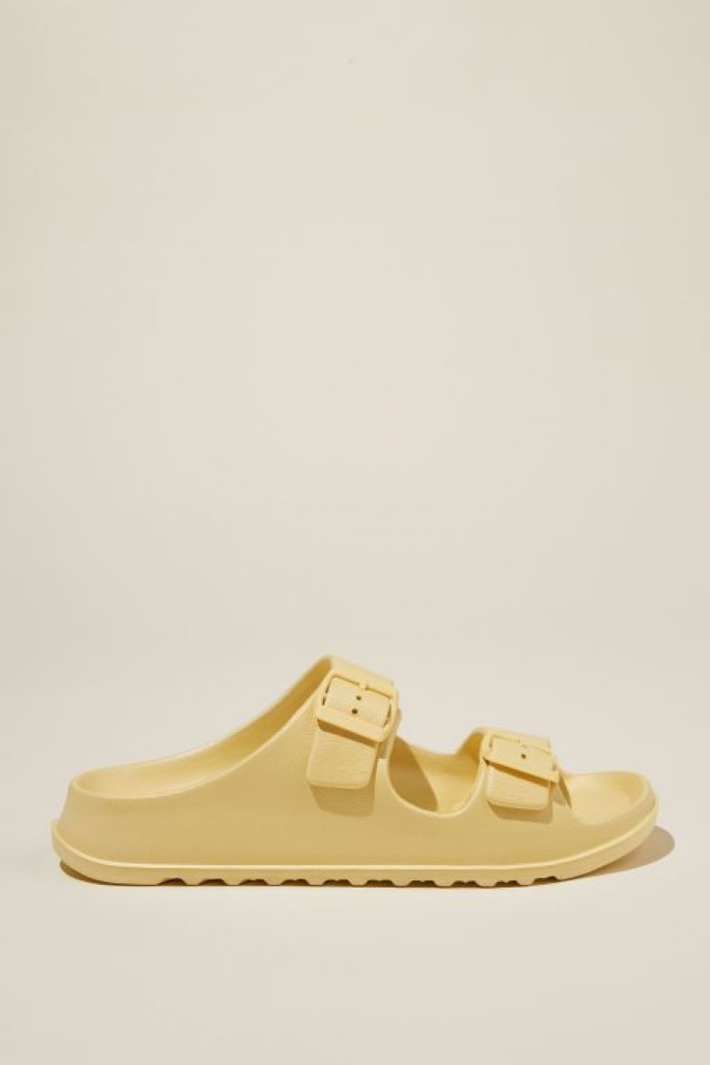 Cotton On Bronte Double Buckle Slide Women\'s Sandals Buttercup | ZVlOsrErgWl