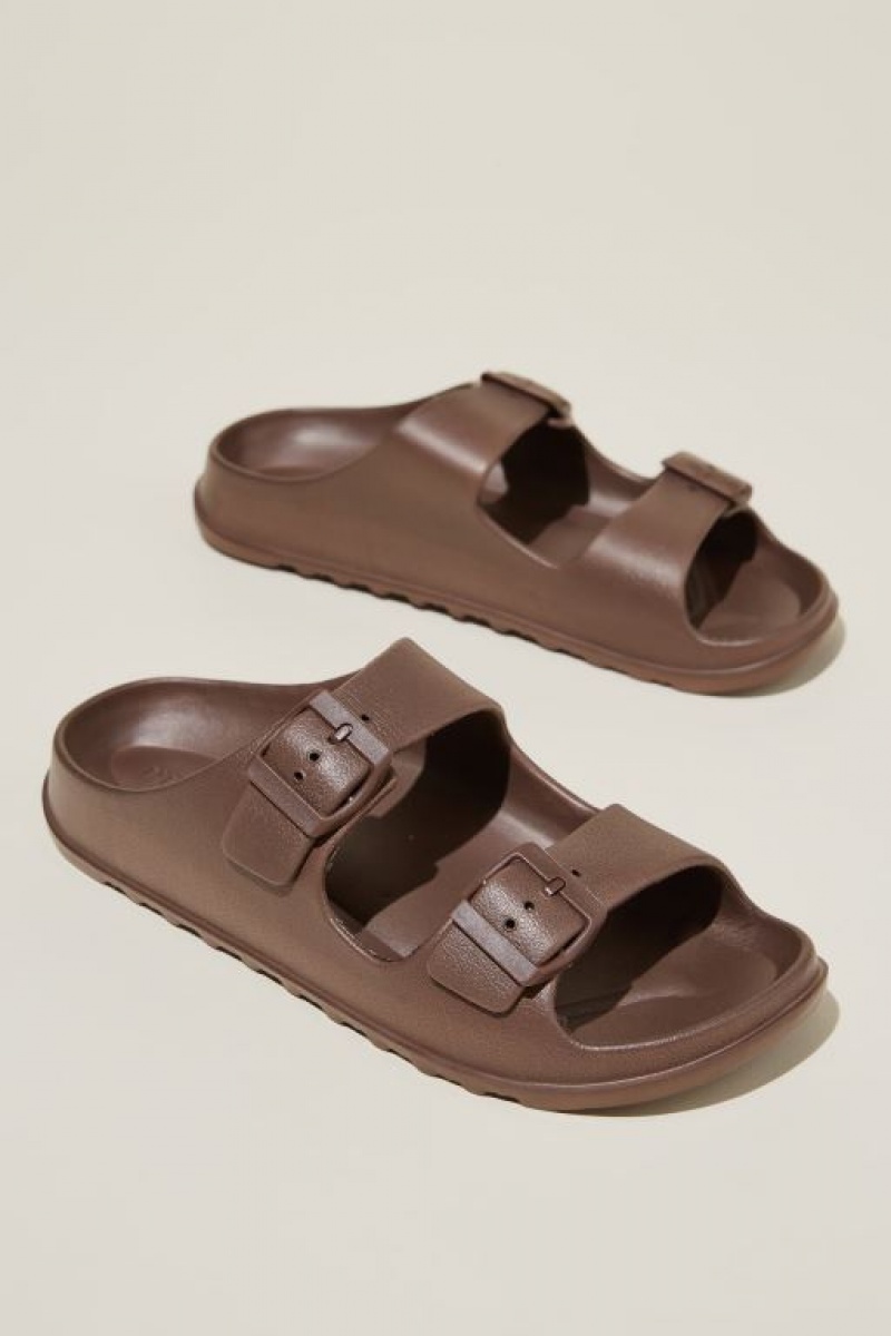 Cotton On Bronte Double Buckle Slide Women's Sandals Brown | qBnBgXHRhdL