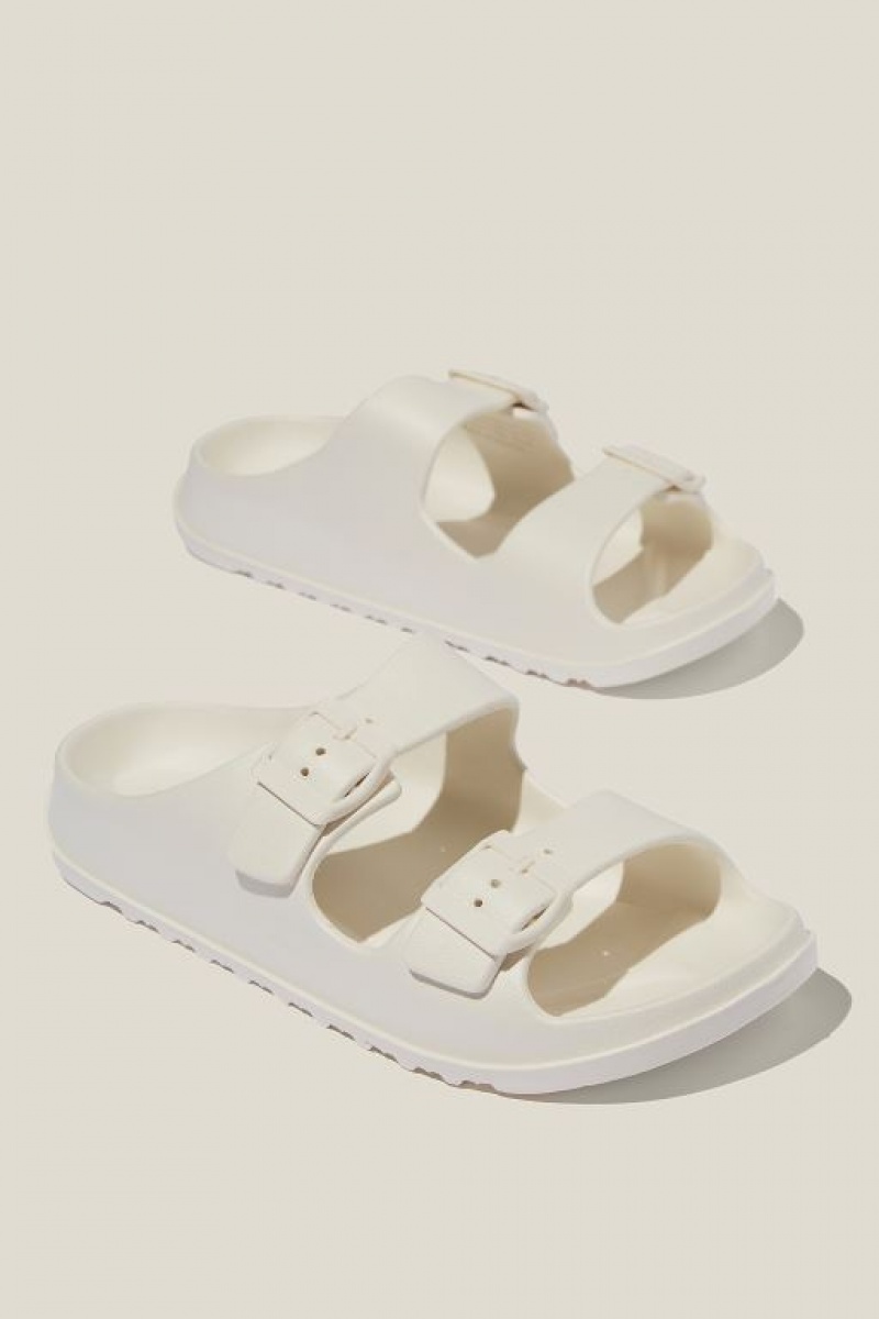 Cotton On Bronte Double Buckle Slide Women's Sandals White | WOSpbHjhMHA