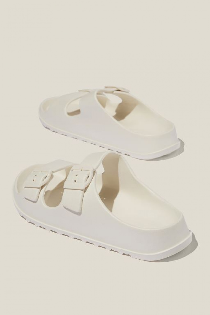 Cotton On Bronte Double Buckle Slide Women's Sandals White | WOSpbHjhMHA