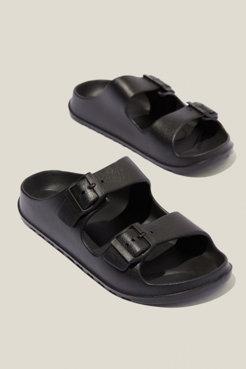 Cotton On Bronte Double Buckle Slide Women's Sandals Black | la6sF5oZXQx