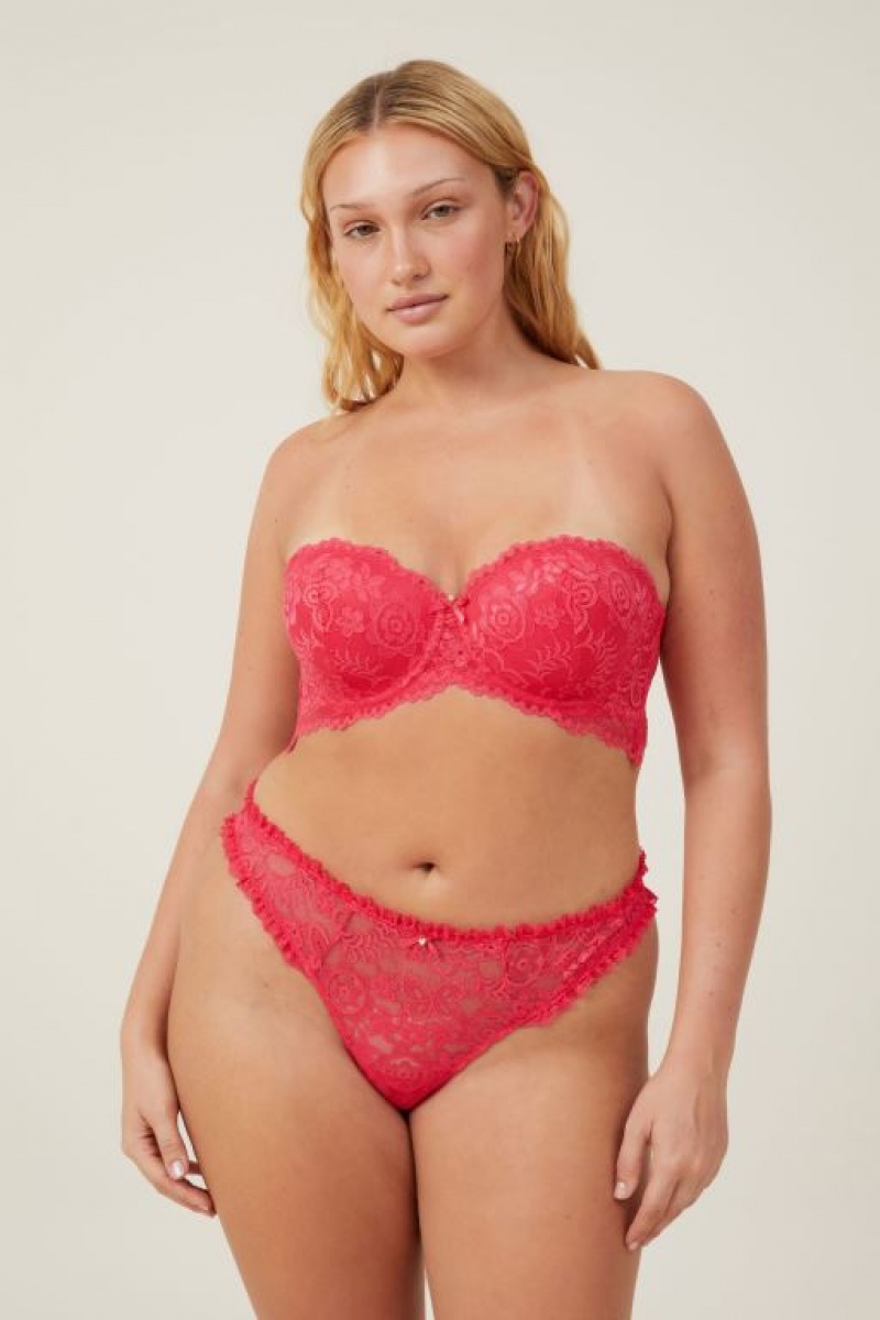 Cotton On Butterfly Lace Brief Women's Thong Rose Red | CkFgbcTo6kX