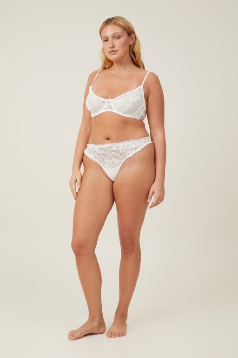 Cotton On Butterfly Lace Brief Women\'s Thong Cream | aO48U3unbI8