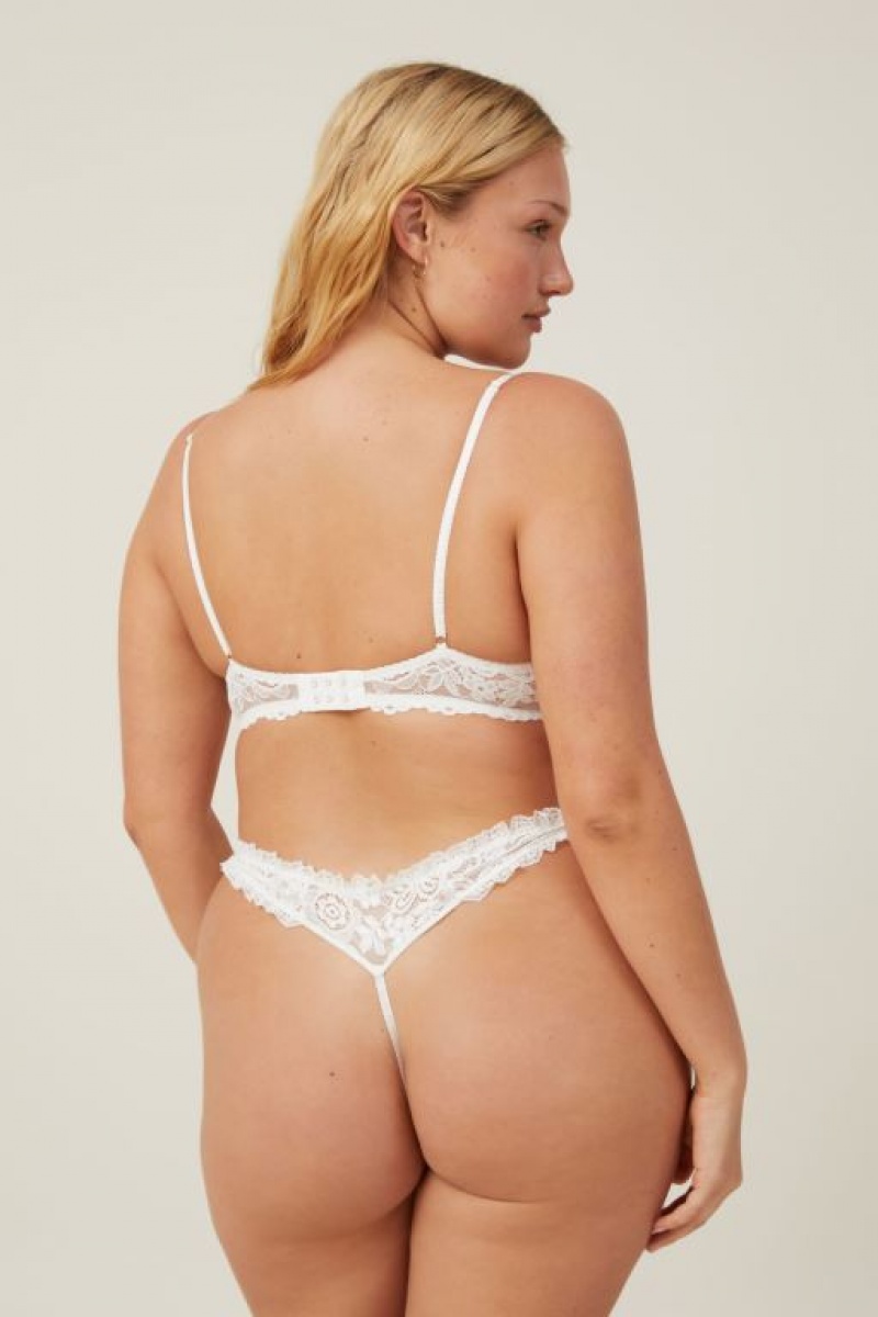 Cotton On Butterfly Lace Lightly Lined Women's Bras Cream | hPeYII0j5OT