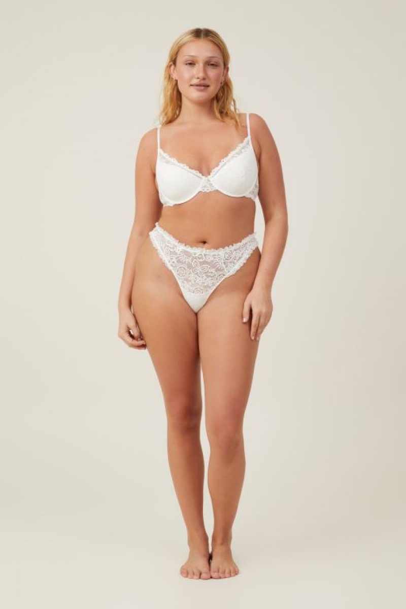 Cotton On Butterfly Lace Lightly Lined Women's Bras Cream | hPeYII0j5OT