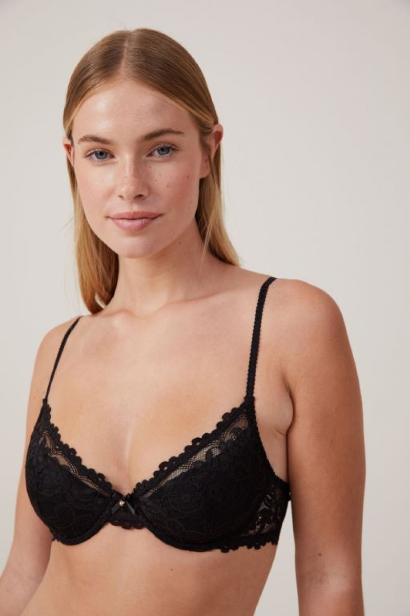 Cotton On Butterfly Lace Lightly Lined Women's Bras Black | vnxczi5wEHY