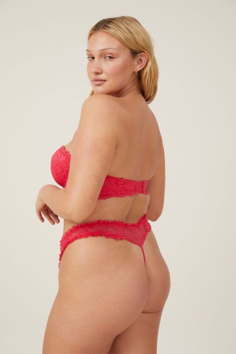 Cotton On Butterfly Lace Strapless Push Up2 Women's Bras Rose Red | eeuaJ8yh0lg