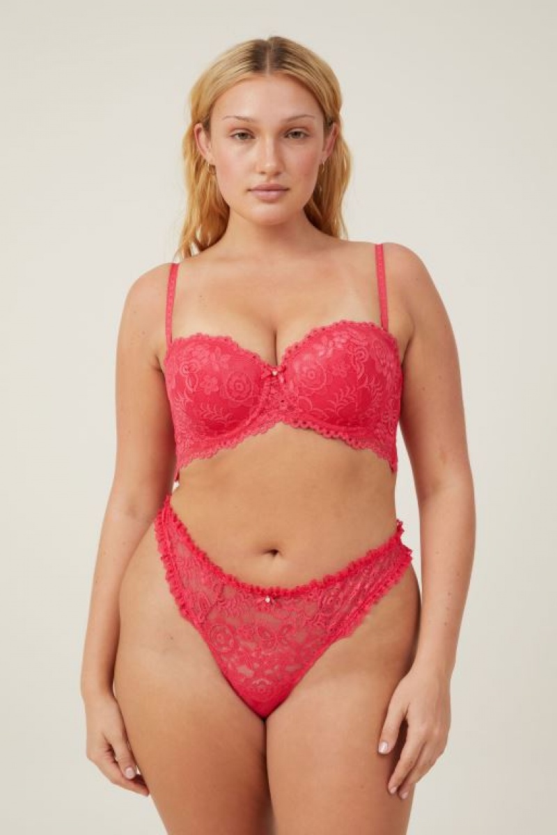 Cotton On Butterfly Lace Strapless Push Up2 Women\'s Bras Rose Red | eeuaJ8yh0lg