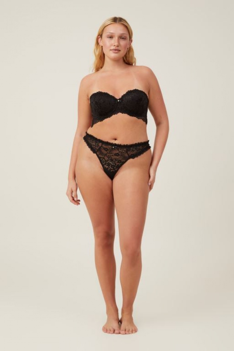 Cotton On Butterfly Lace Strapless Push Up2 Women's Bras Black | kHlrjTyMfeE