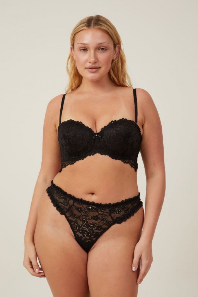 Cotton On Butterfly Lace Strapless Push Up2 Women's Bras Black | kHlrjTyMfeE