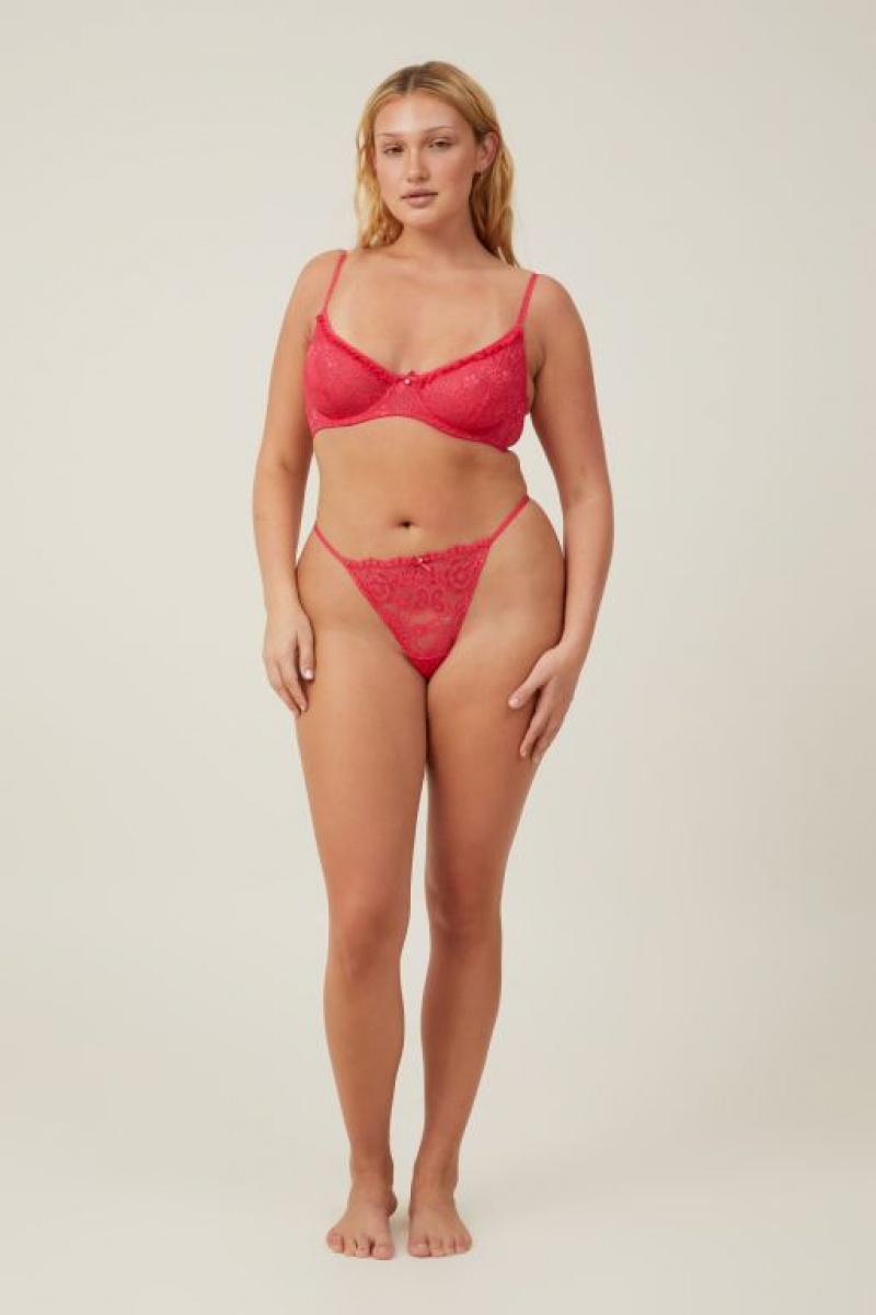 Cotton On Butterfly Lace Underwire Women's Bras Rose Red | zBOWgf0ghKb