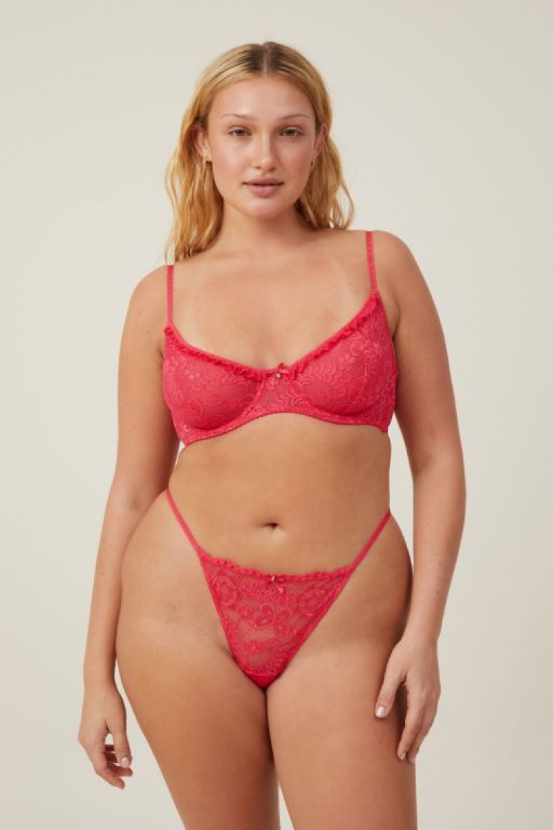 Cotton On Butterfly Lace Underwire Women\'s Bras Rose Red | zBOWgf0ghKb