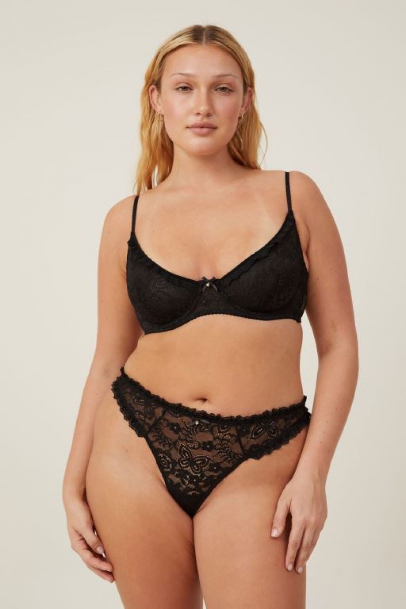 Cotton On Butterfly Lace Underwire Women\'s Bras Black | oGniTsQwqpC