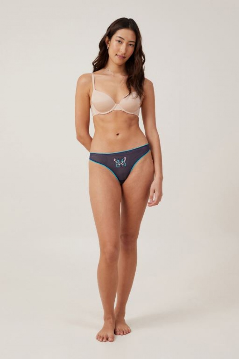 Cotton On Butterfly Mesh Brief Women\'s Thong Ocean | Qml1SPpMRv5