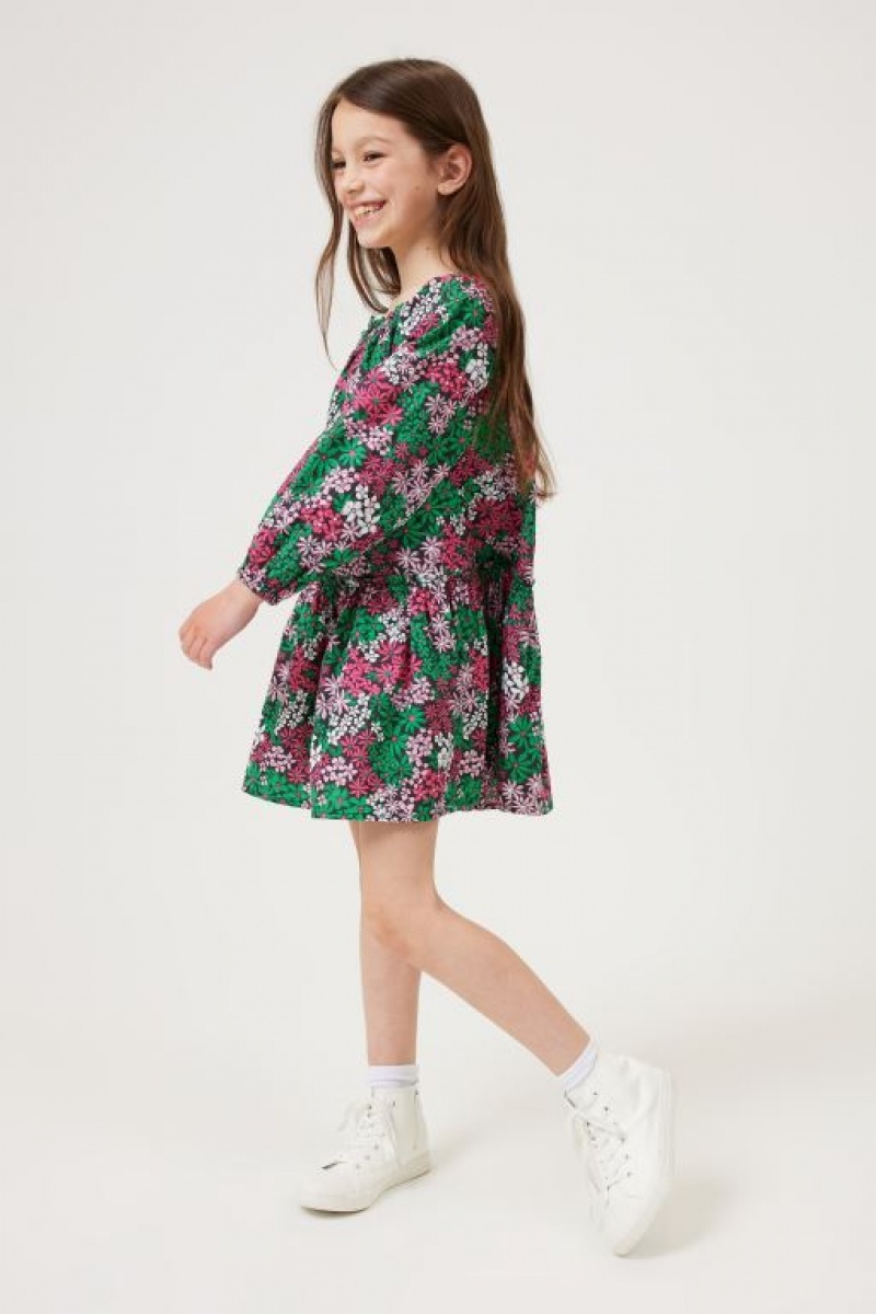 Cotton On Caitlin Long Sleeve Girls' Dress Phantom | z2Jiax1prEd