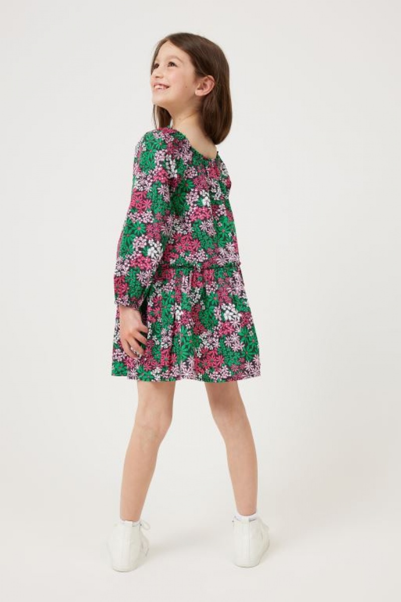 Cotton On Caitlin Long Sleeve Girls' Dress Phantom | z2Jiax1prEd
