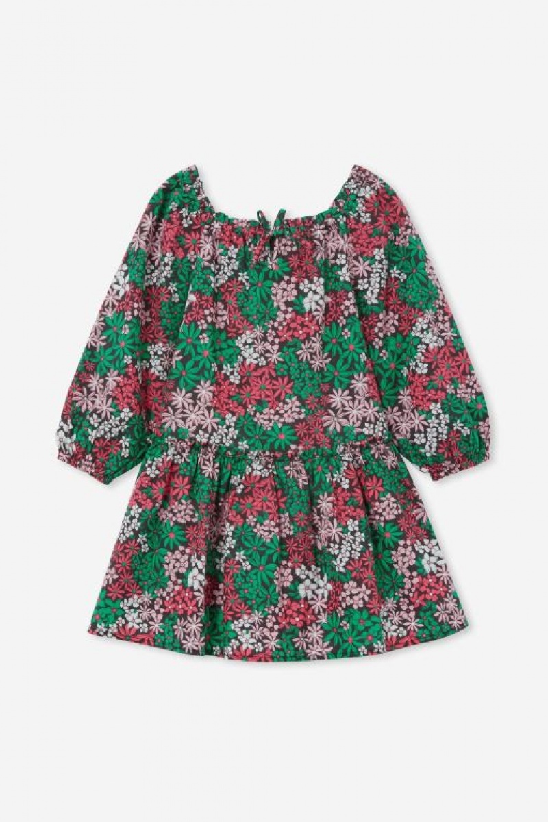 Cotton On Caitlin Long Sleeve Girls' Dress Phantom | z2Jiax1prEd