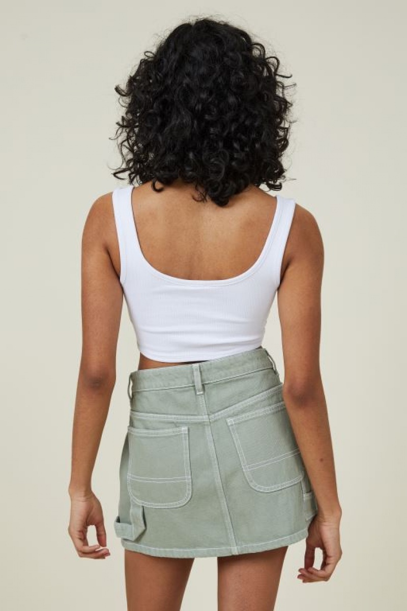 Cotton On Cargo Denim Low Rise Mini Women's Skirt Green | l8f6oj2d7f6