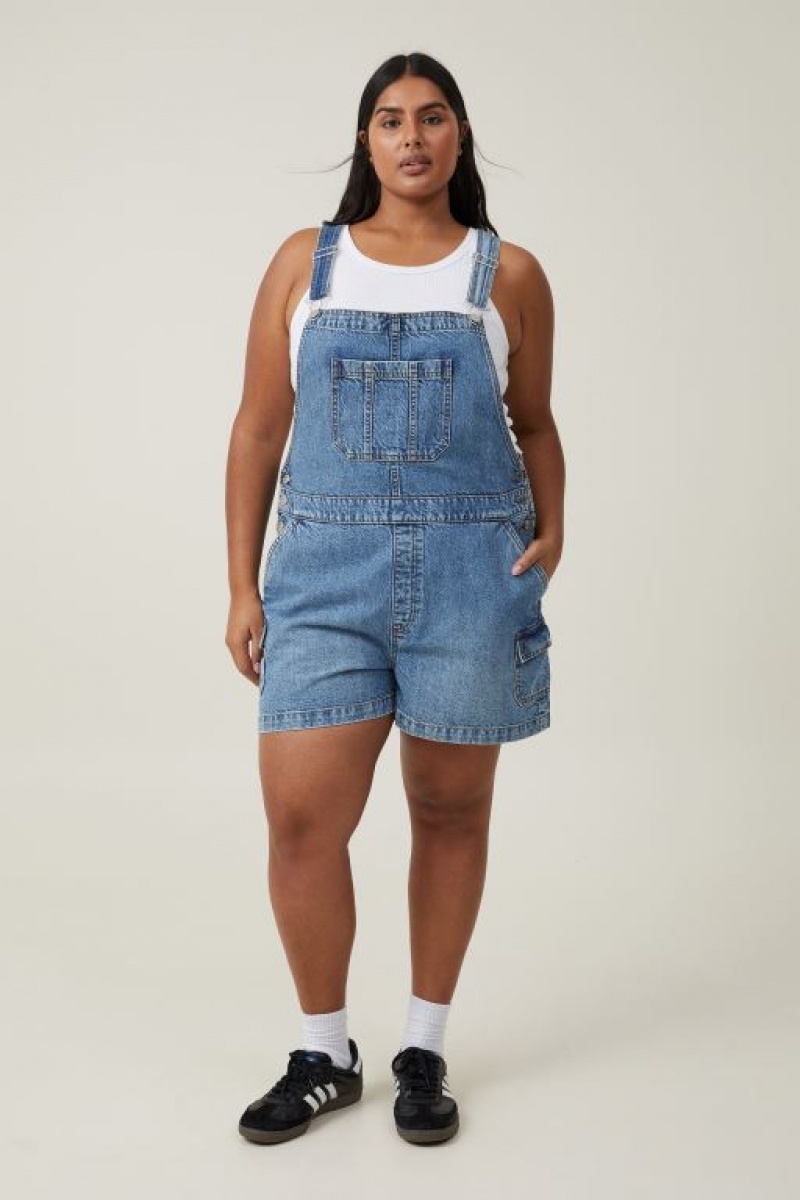 Cotton On Cargo Denim Overall Women's Shorts Blue | N6MLQjJYDWk