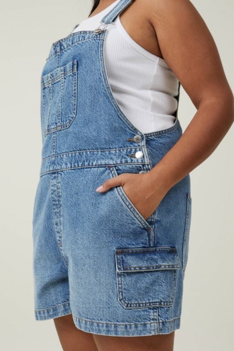 Cotton On Cargo Denim Overall Women's Shorts Blue | N6MLQjJYDWk