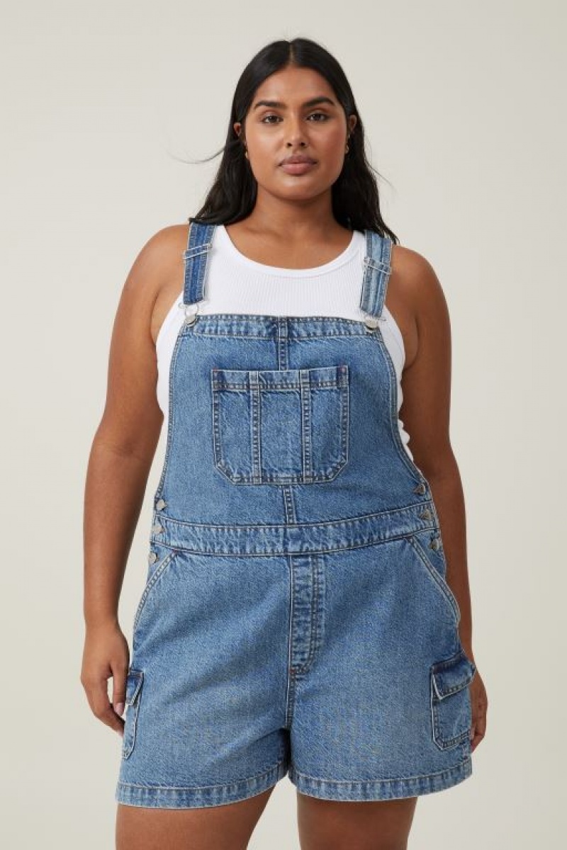Cotton On Cargo Denim Overall Women\'s Shorts Blue | N6MLQjJYDWk