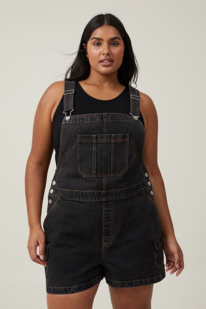 Cotton On Cargo Denim Overall Women's Shorts Black | TIX3RAjxUeJ