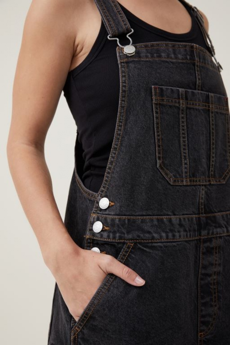Cotton On Cargo Denim Overall Women's Shorts Black | TIX3RAjxUeJ