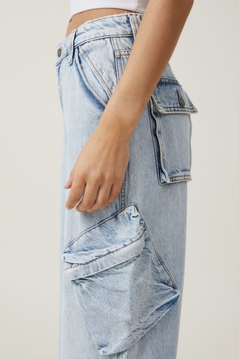 Cotton On Cargo Super Baggy Jean Women's Pants Blue | fJM8jlDBkSG