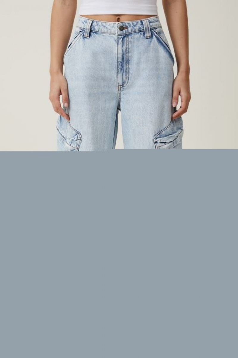 Cotton On Cargo Super Baggy Jean Women's Pants Blue | fJM8jlDBkSG