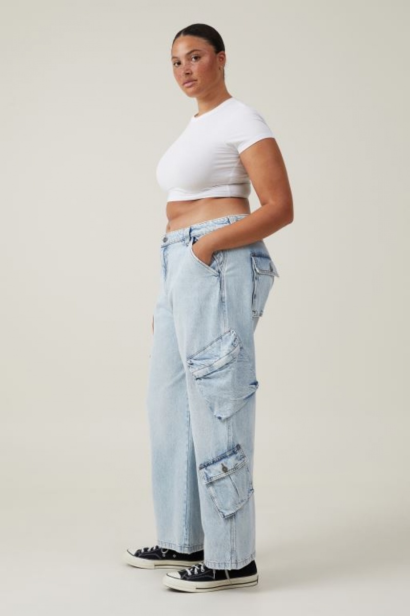 Cotton On Cargo Super Baggy Jean Women's Pants Blue | fJM8jlDBkSG