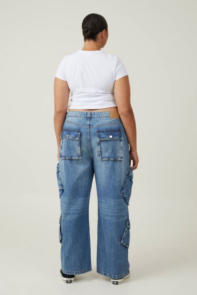 Cotton On Cargo Super Baggy Jean Women's Pants Blue | gakOqSx7wEj