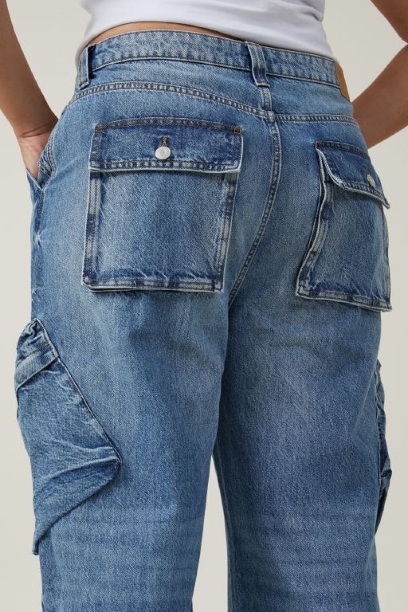 Cotton On Cargo Super Baggy Jean Women's Pants Blue | gakOqSx7wEj