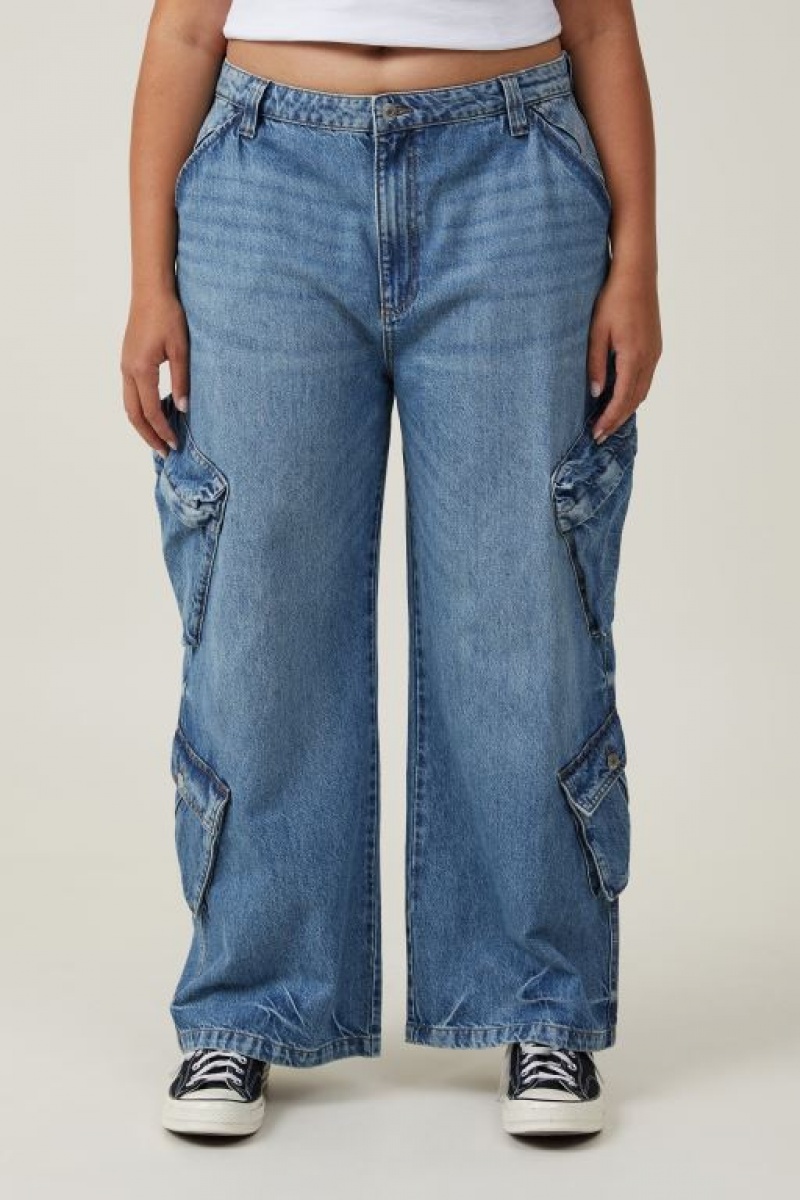 Cotton On Cargo Super Baggy Jean Women's Pants Blue | gakOqSx7wEj