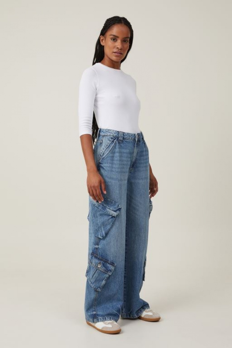 Cotton On Cargo Super Baggy Jean Women's Pants Blue | gakOqSx7wEj