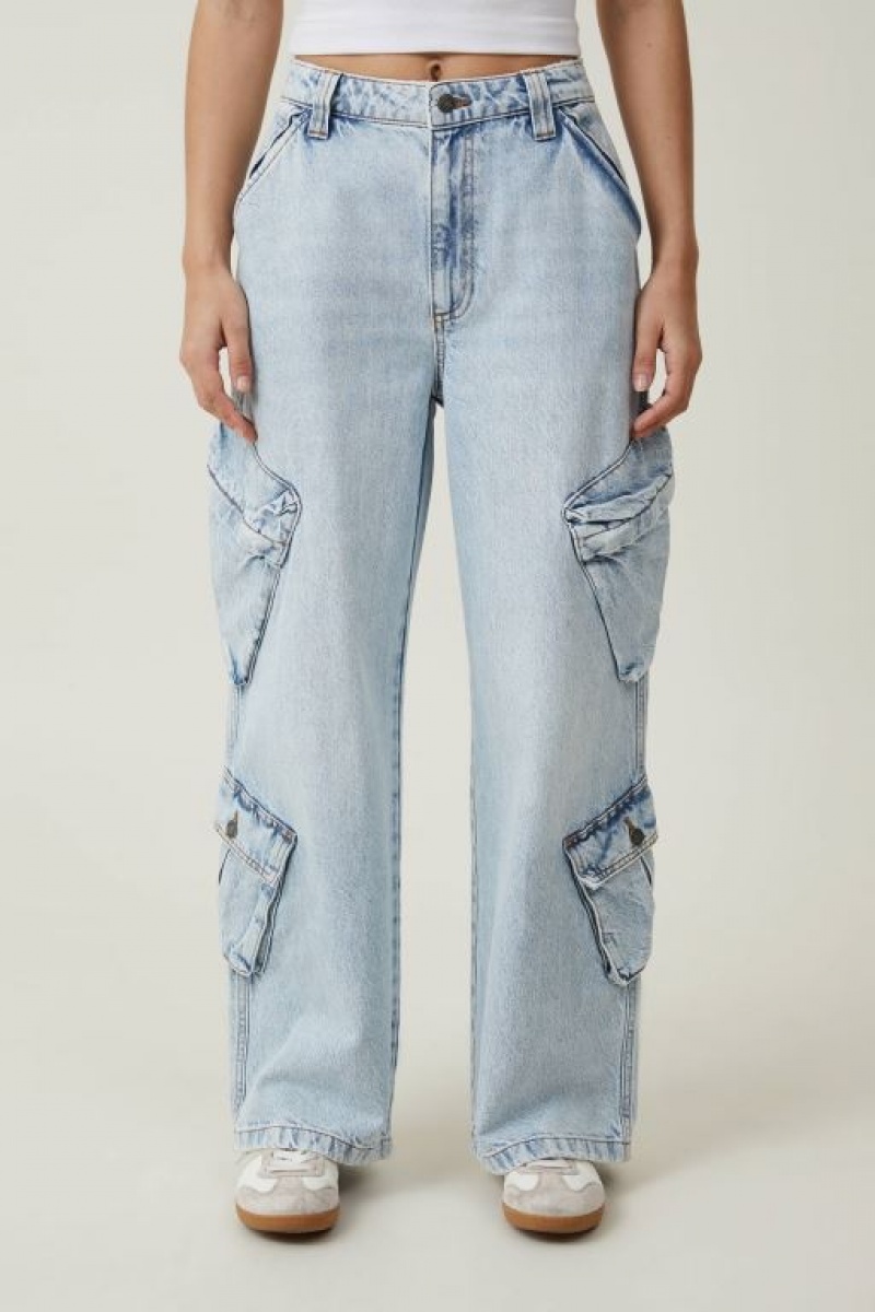 Cotton On Cargo Super Baggy Women's Jeans Blue | xXLjgcZfmoS