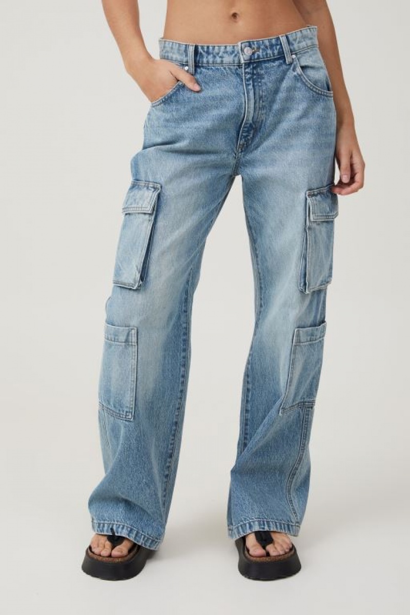 Cotton On Cargo Wide Leg Jean Women's Pants Blue | XVfc2R3hjwy