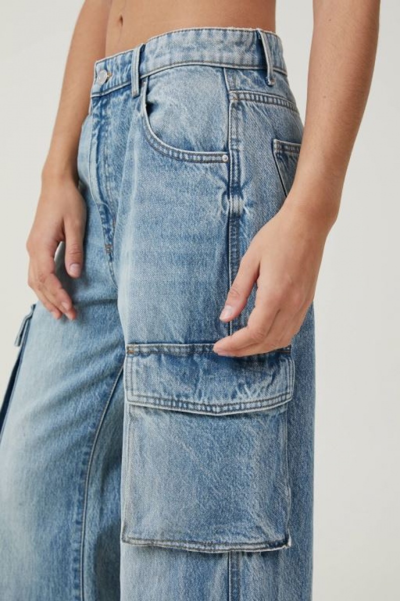 Cotton On Cargo Wide Leg Jean Women's Pants Blue | XVfc2R3hjwy
