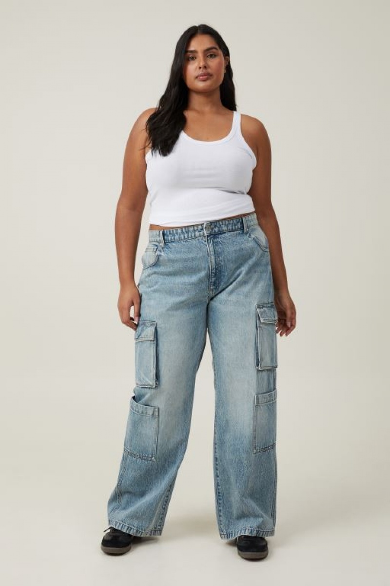 Cotton On Cargo Wide Leg Jean Women's Pants Blue | XVfc2R3hjwy